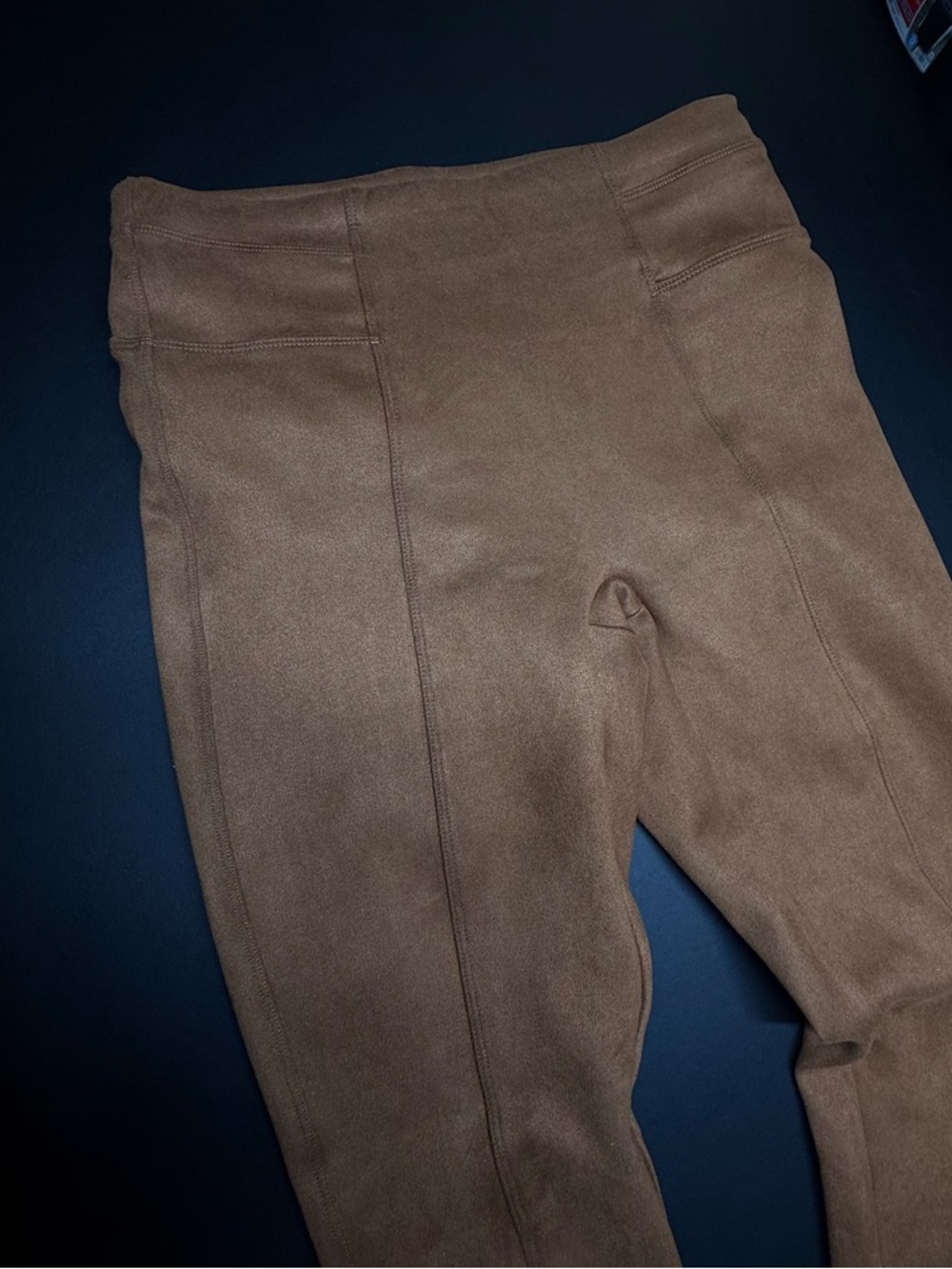 SPANX Brown Suede-Look High-Waist Leggings - Picture 2 of 4